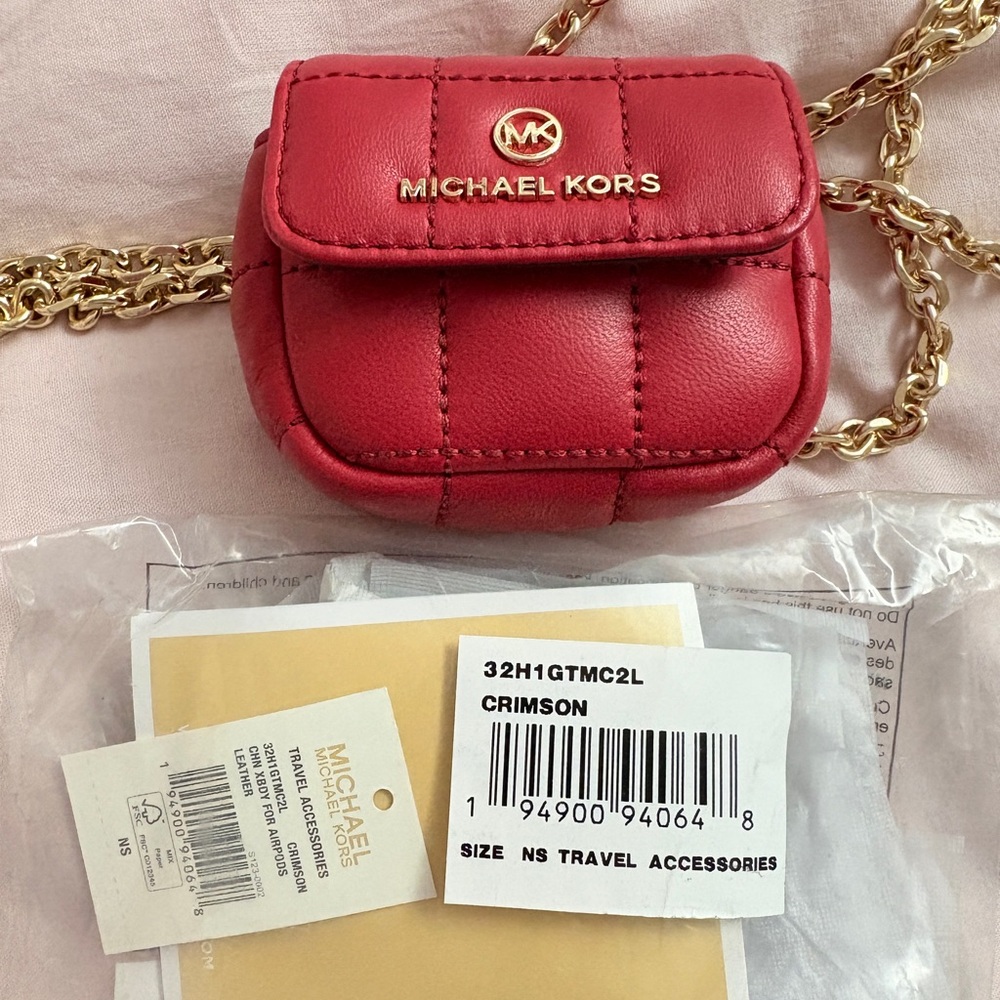MICHAEL KORS - red airpods mini bag
